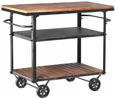 Diwhy Industrial 3 Tier Rolling Utility Storage Cart Wine Beverage, Metal Wine Rack with Wheels Kitchen Bar Dining Room Tea Wine, Storage Cart with Wood