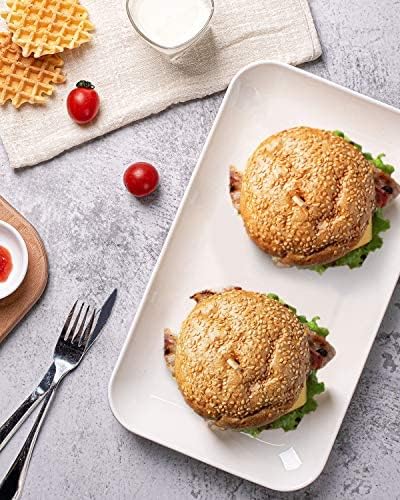 DELLING Large Serving Platter Set 12in White Rectangular Serving Plates/Salad Dish - Big Serving Trays for Parties Meat, Sushi, Dinner Plate Oven Safe Dinnerware Set of 3