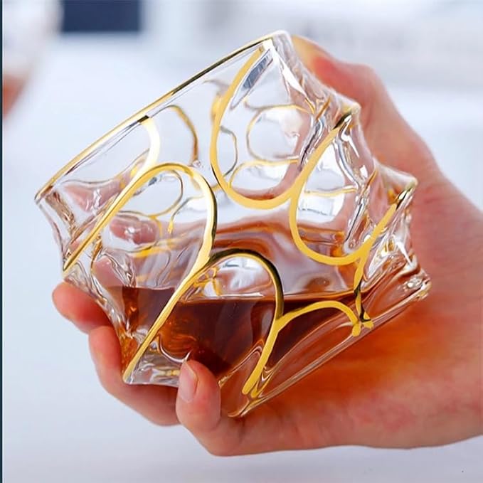 EdensDECOR Whiskey Glasses Gift Set (24k Gold Plated) Luxury Gift For Men, Bourbon, Scotch, Dad, Husbands