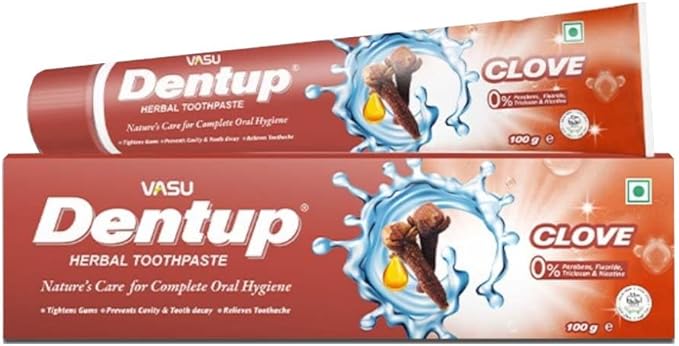 Dentup Herbal Toothpaste with Clove & Basil | Natural Fluoride-Free Ayurvedic Toothpaste for Fresh Breath & Gum Support – 100g Each (Pack of 2)