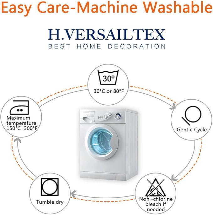 H.VERSAILTEX Blackout Room Darkening Thermal Insulated Grommet Window Curtains for Living Room,Grommet Top,Ivory/Cream Pattern,52x63-inch, Sold by 2 Panels