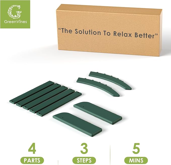 GREENVINES Adirondack-Ottoman | Set of 4 | HDPE Plastic | Outdoor Footrest | All Weather | Foot Rest | Foot Stool | Forest | for Adirondack Chair | for Patio Backyard Pool