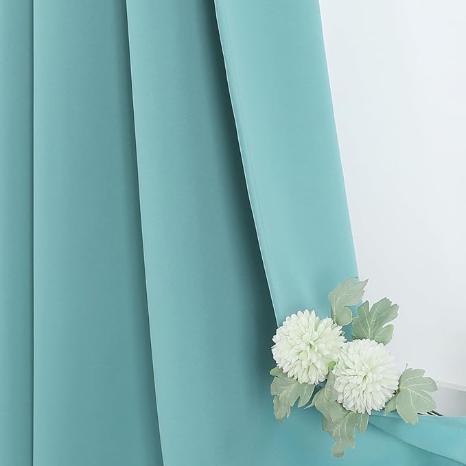 ChrisDowa Blackout Curtains 95 inches Long for Bedroom - 2 Panels Set Grommet Thermal Insulated Room Darkening Curtains for Living Room (Aqua, 52 x 95 Inch)