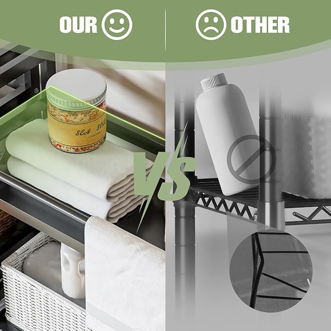 Dryer Storage Shel andf Over The Washer - Adjustable 4-Tier Heavy Duty Laundry Room Organizer, All Carbon Steel Standing Shelf with Hanging Rod, Anti-Tip Design, Super Stable 29.93" L x 11" D x 73" H