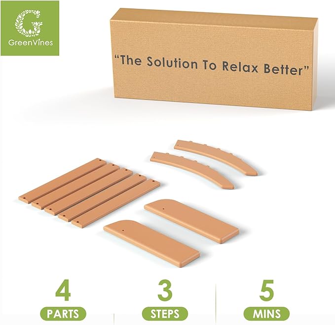 GREENVINES Adirondack-Ottoman | Set of 2 | HDPE Plastic | Outdoor Footrest | All Weather | Foot Rest | Foot Stool | Teak | for Adirondack Chair | for Patio Backyard Pool