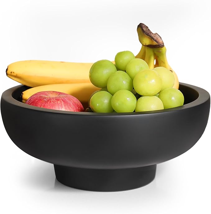 Concrete Fruit Bowl – Large Decorative Pedestal Bowl for Kitchen Counter, Entryway, or Coffee Table – Modern Catch – All Key Bowl – Heavyweight Centerpiece for Home Decor (Concrete)