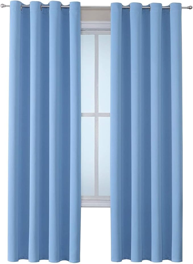 ChrisDowa Grommet Room Darkening Curtains for Bedroom and Living Room - 2 Panels Set Thermal Insulated Blackout Curtains (Sky Blue, 52W x 72L )