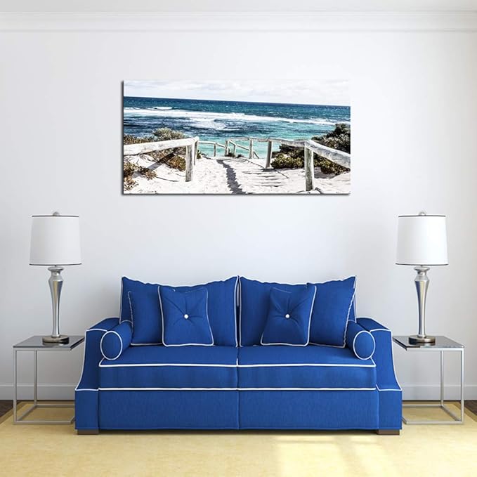 DZL Art S74250 Rottnest Island Beach Seascape Painting Sea Nature Pictures Wall Art Canvas Prints Painting Ready to Hang for Living Room Bedroom Decor Office Wall Decor Home Decoration