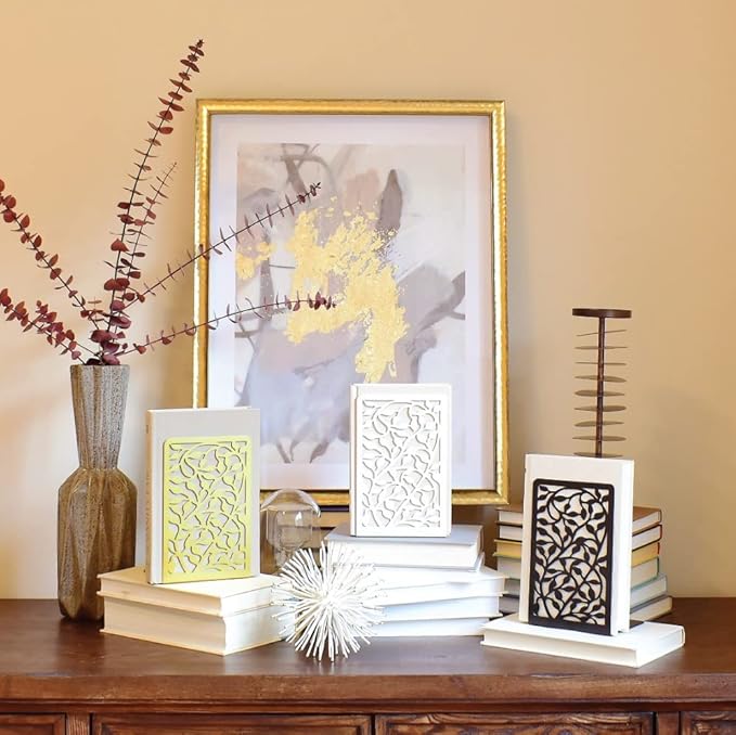 CNK Book Ends Bookends for Decorative Books Holder Bookend Shelves End Hold Heavy Duty Holders Stoppers Metal Stopper Cute Boho Bookshelf Holds Cookbook Office Home Set of 2 Bookends Pair Gold