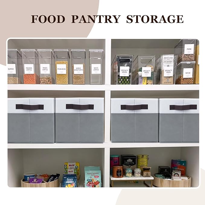 Criusia 12 Pack Large Storage Baskets for Shelves | Fabric Closet Organizers and Storage Bins with Handles for Home Organization | Decorative Collapsible Basket for Organizing Clothes Toy Nursery