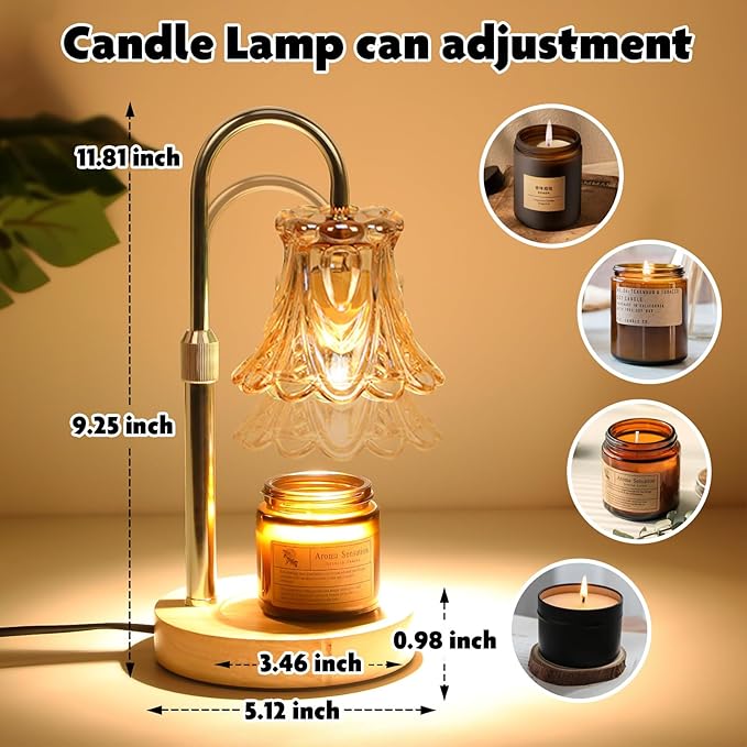 GEEZO Fragrance Candle Warmer Lamp,Electric Candle Warmer with Timer & Dimmer,Mom Christmas Birthday Gifts for Women, House Warming Gifts New Home Bedroom Decor