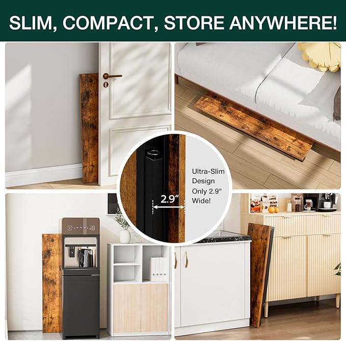 Frylr Small Folding Computer Desk β Portable 35.8 Inch Foldable Laptop Table, Collapsible and Compact for Easy Storage and Fast Setup, Lightweight for Small Spaces, Craft and Study Use, Rustic Brown