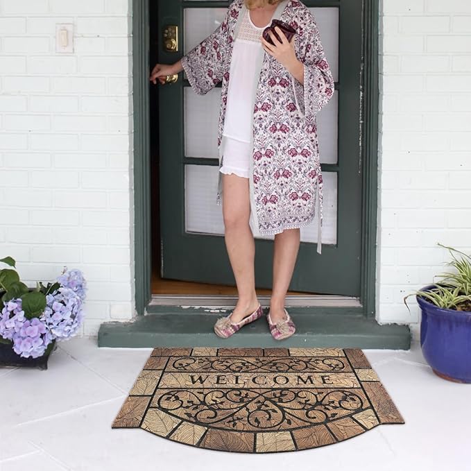Durable Welcome Door Mats, 24"x36" Heavy-Duty Large Welcome Mat for Front Door with Non-Slip Rubber Backing, Door Mats for Outside Entry High Traffic Area(Leaves)