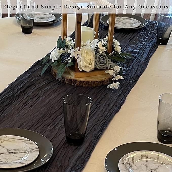 10FT 20 Pack Black Cheesecloth Table Runner 20 x 120 Inch Long Boho Fabric Rustic Cheese Cloth Table Runner for Wedding Bridal Shower Baby Shower Gauze Sheer Birthday Party Table Decorations