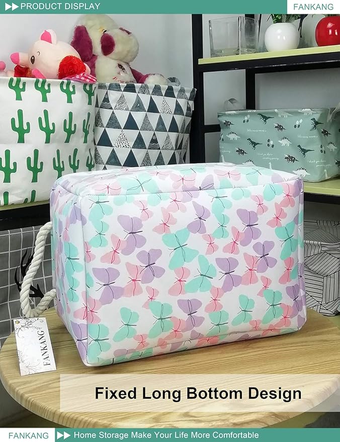 FANKANG Rectangular Laundry Basket Nursery Storage Fabric Storage Bin Storage Hamper,Gift Baskets (Butterfly)