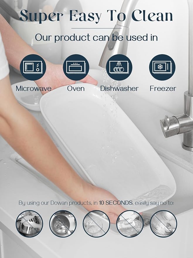 DOWAN Serving Platters and Trays for Wedding Decor, 16"/14"/12" Serving Dishes for Entertaining, White Porcelain Plates Set of 3