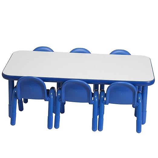Children’s Factory Baseline Preschool 60" x 30" Rectangular Table & Chair Set - Solid Blue - AB74620PB