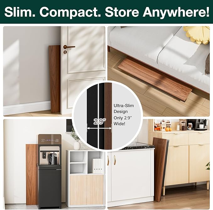 Frylr Small Folding Computer Desk β Portable 35.8 Inch Foldable Laptop Table, Collapsible and Compact for Easy Storage and Fast Setup, Lightweight for Small Spaces, Craft and Study Use, Dark Walnut