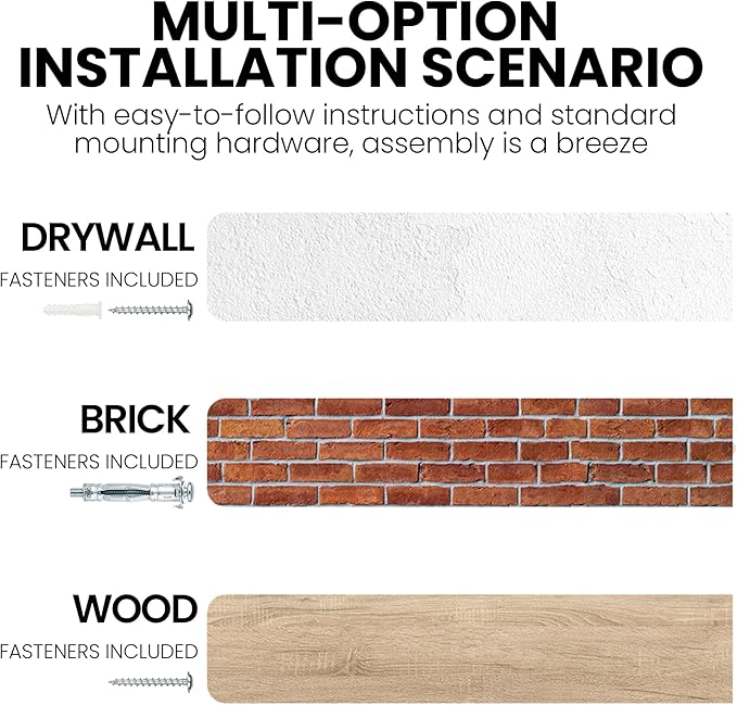 Floating Shelves for Wall, 72" Live Edge Solid Elm Wood Floating Shelf, Wall-Mounted Display Shelves with Invisible Heavy-Duty Metal Bracket, Floating Shelf for Living Room Kitchen, Natural