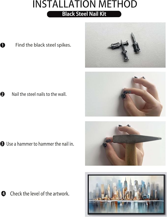 DUNHUANG ART New York City Skyline Abstract Art - Modern Manhattan City View Painting for Home Decor - Large Framed Cityscape Wall Art 20"x40"