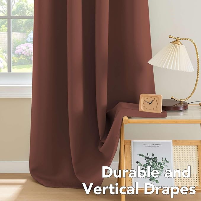 H.VERSAILTEX Ultra Soft Microfiber Thermal Insulated Antique Copper Grommet Blackout Curtains/Window Treatment Draperies 52 by 72 - Inch for Living Room/Bedroom, Set of 2 - Rust