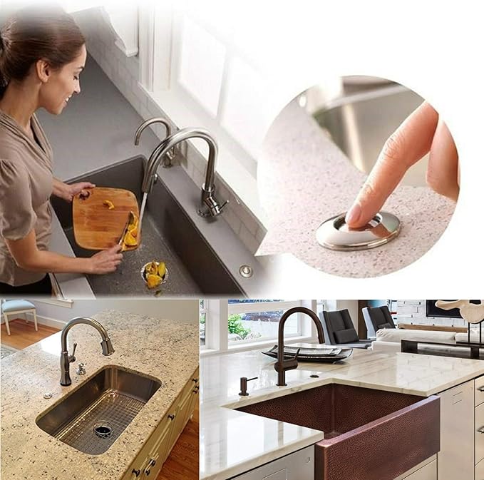 Garbage Disposal Air Switch Kit for SinkTop Waste Disposal with Stainless Steel Polished Long Air Button by briidea