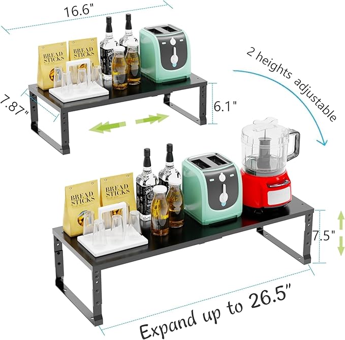 Expandable,Stackable Spice Rack,Seasoning Organizer and Storage,Spices Jar Racks for Cabinet,Countertop, Metal Pantry, Cupboard,Laundry Storages,Heavy Duty(1 Pack/Medium/Black)