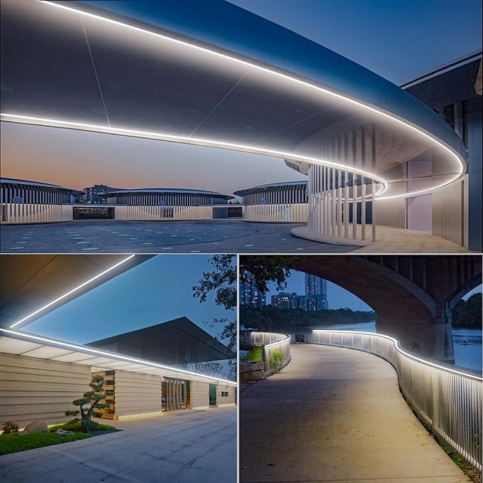 GZBtech Flexible LED Neon Rope Lights 132FT,AC 110-120V Waterproof Strip Light, 120 LEDs/M Cuttable Connectable Neon Lighting for Indoor Outdoor Home Decor/Commercial Building Use-Cold White 40M