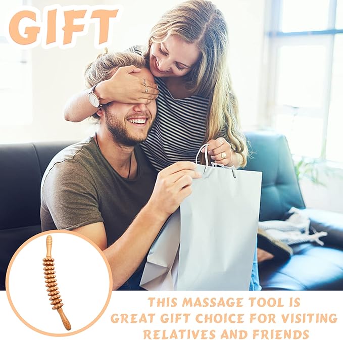 Curved Wood Therapy Massage Roller Tools,Lymphatic Drainage, Cellulite Massage & Wooden Muscle Roller Stick for Waist and Thigh, Stomach Rolling Massager Tool (with White Box)