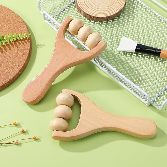 Ciieeo 2Pcs Wooden Massage Roller - Compact Handheld Tool for Foot Shoulder Neck and Waist Relaxation - Improve Sleep Quality