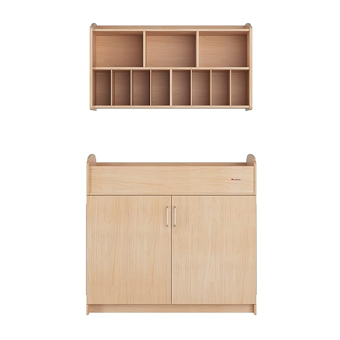 Foundations Serenity Wooden Diaper Organizer for Daycares, 3 Large & 8 Small Storage Compartments, Natural Wood Construction, Maximum Durability (Natural)