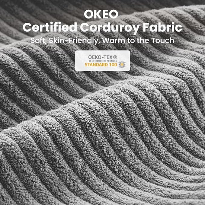 CHIC HOUSE Pull Out Sofa Bed, Full Size Sleeper Sofa, 2-in-1 Convertible Corduroy Couch with USB Charging, Memory Form Couch for Living Room, Apartment and Small Space (Grey, Corduroy - Full Size)