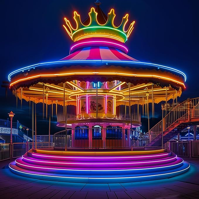 GZBtech RGB LED Neon Rope Lights 50FT/15M, AC 110-120V Waterproof Color Changing LED Rope with Remote Controller, Dimmable Multi Color Neon Rope Lighting for Indoor Outdoor Commercial Use