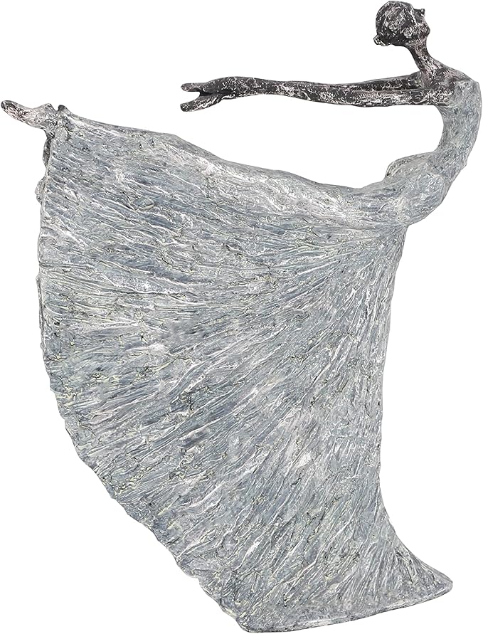 Deco 79 Polystone Dancer Decorative Sculpture Home Decor Statue, Accent Figurine 12" x 3" x 16", Gray