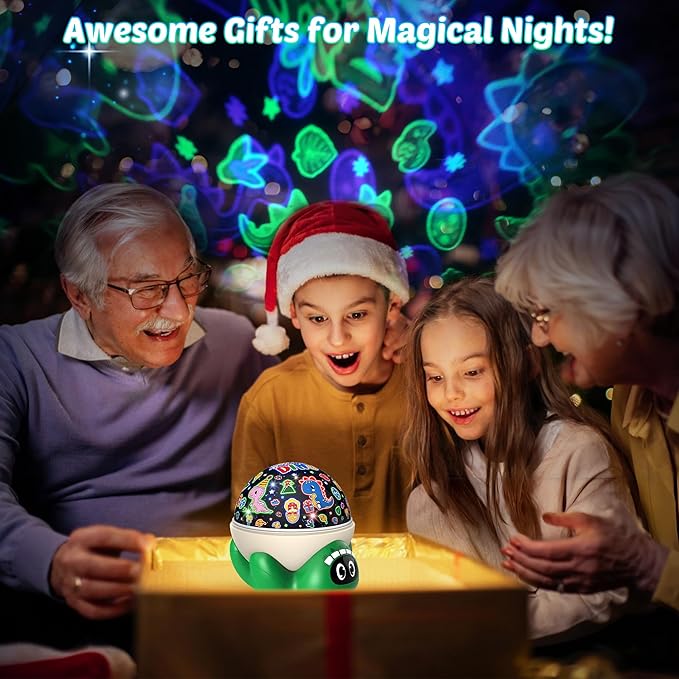 Dinosaur Night Light Projector for Kids Green Dino Toys for Boys, Star Night Lights with Music and Timer, 17 Mode Color Changing Lamp with Remote, Christmas Birthday Gift for Baby Girl Boy