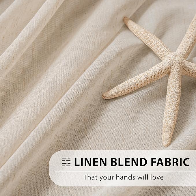 FMFUNCTEX Linen Sheer Curtains for Bedroom, Taupe Curtains 63 Inch Length for Living Room, Brown Farmhouse French Flax Blend Window Draperies, Rod Pocket 2 Panels Set