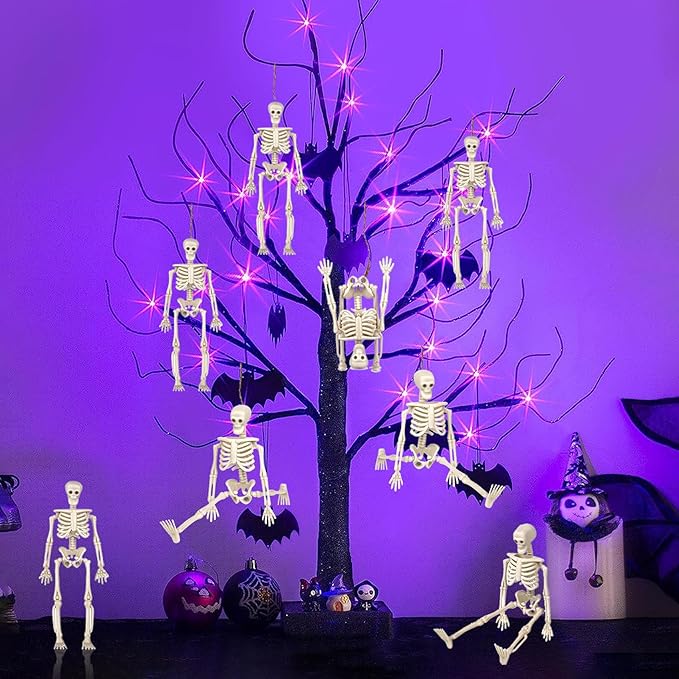 10 Pcs Halloween Mini Skeleton Figurine Decoration,6”Halloween posable Skeleton Decor,Small Plastic Skeleton Figure for Spooky Home Decor Haunted House Decorations Party Favors