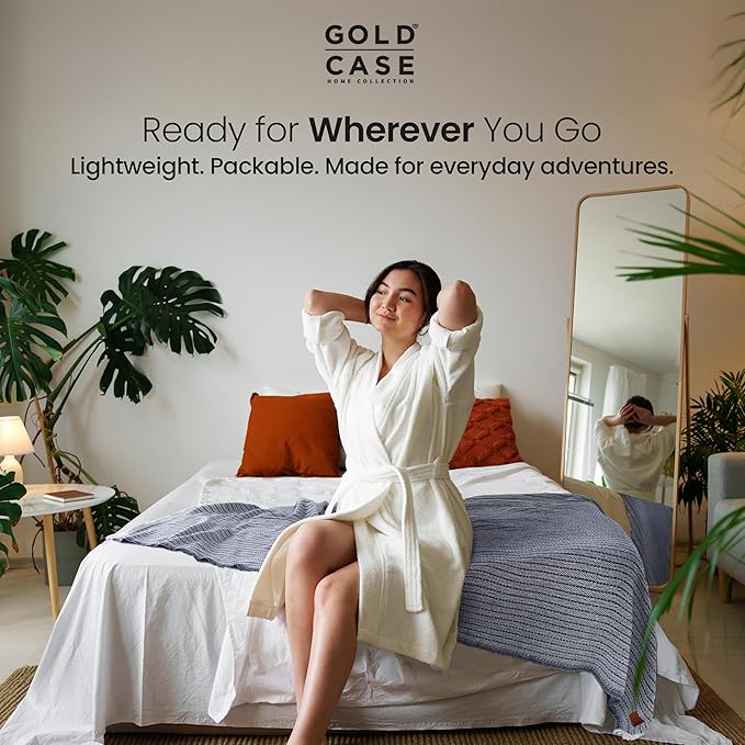 Gold Case Throw Blanket for Couch – 100% Recycled Turkish Cotton Blankets & Throws – Elegant Decorative Throw Blankets for Living Room Sofa – Woven Throws for Couch – Vintage Grey – 50x60