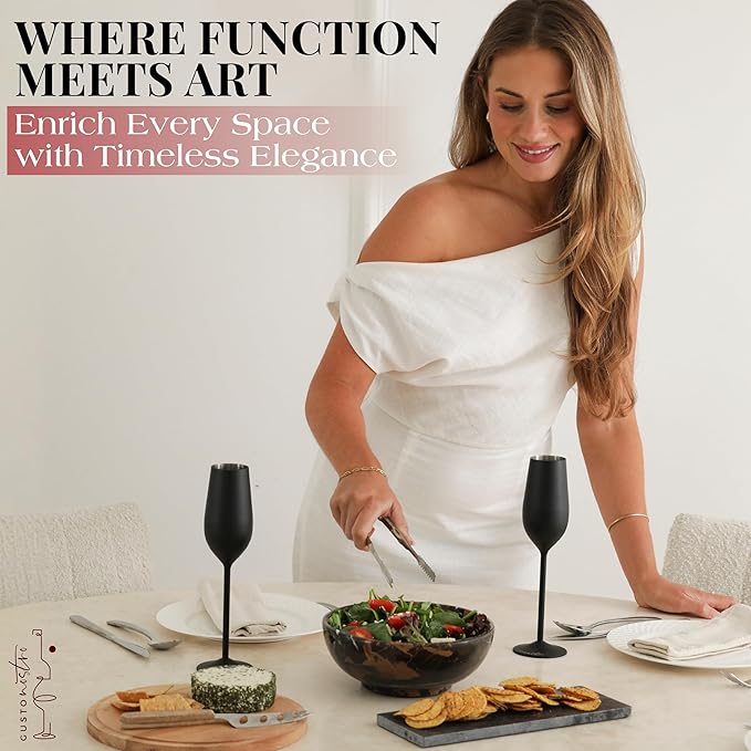 Gusto Nostro 8" Luxury Black Marble Decorative Bowl for Coffee Table - Elegant Decorative Fruit Bowl for Kitchen Counter - Heavy Stone Entryway Catch All for Keys, Potpourri Holder Centerpiece, Medium