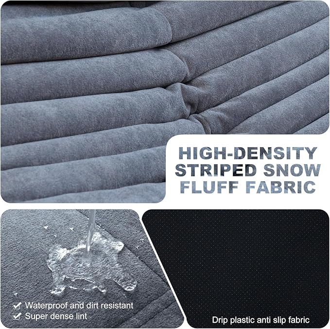 Full Foam Loveseat Sofa,Adults Bean Bag Chairs Floor Couch with Soft Waterproof Fabric,Armless Fireside Lounge Chair for Living Room,Apartment and Office (Grey)