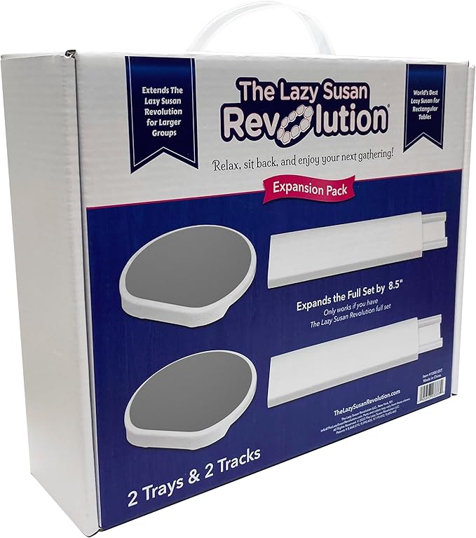 Expansion Pack - Light Gray - 2 Straight Tracks and 2 Trays. Does not Work Without the Lazy Susan Revolution Full Set (Sold Separately).