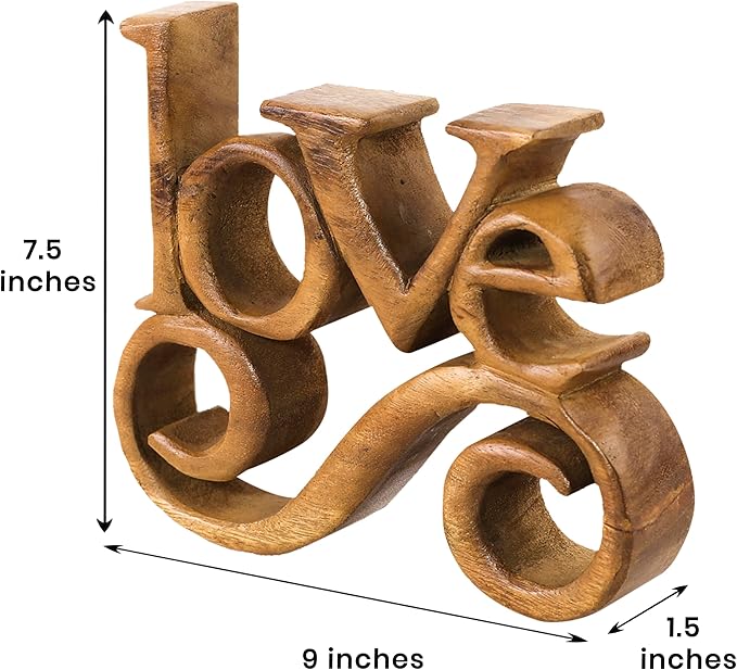 Decozen Gifts for Mom - Wooden Love Letters Sculpture - Mother's Day Birthday Gifts, Home, Office, Living Room, Shelf, Fireplace, Farmhouse, Tabletop, Boho and Mantle Decor - Mothers Day Decorations