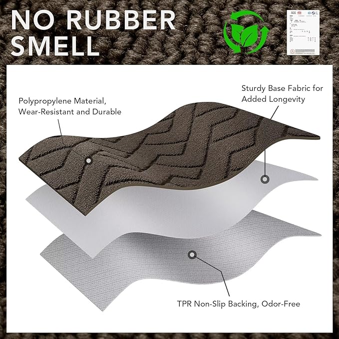hicorfe Front Door Mat Outside Entrance,24"x35" Absorbent Muddy Dirt Resist Welcome Door Mats Outdoor Indoor,Stain and Fade Resistant,Non Slip Backing Entry Mat Doormat for Entryway (Latte)