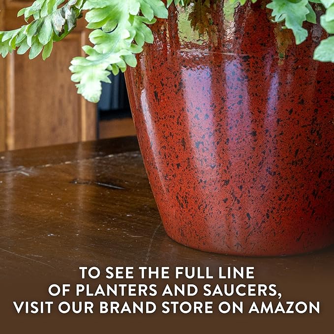 Classic Home and Garden Vogue Planter Pots w/Pottery Quality Finish - Modern Indoor & Outdoor Flower Pots - UV-Resistant Porch Planters - Decorative Pot for Flowers & Herbs (8” Burnished Rust)