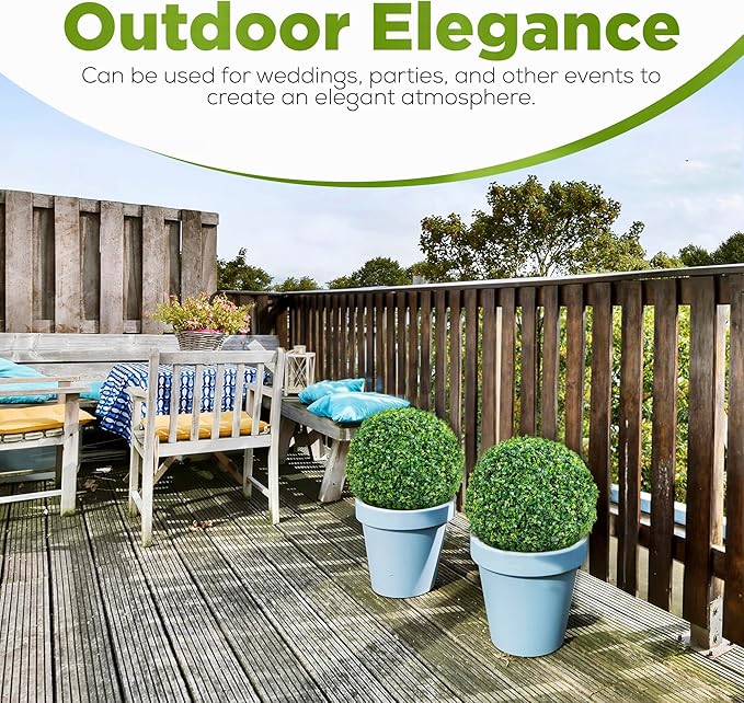 DRAY Premium 20.87" Faux Boxwood Balls – Set of 2 Artificial Topiary Spheres for Outdoor & Indoor Use – Realistic, UV-Resistant, Weatherproof Decorative Greenery – Check Measurements