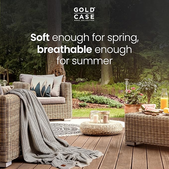 Gold Case Throw Blanket for Couch – 100% Recycled Turkish Cotton Blankets & Throws – Elegant Decorative Throw Blankets for Living Room Sofa – Woven Throws for Couch – Vintage Orange – 60x80