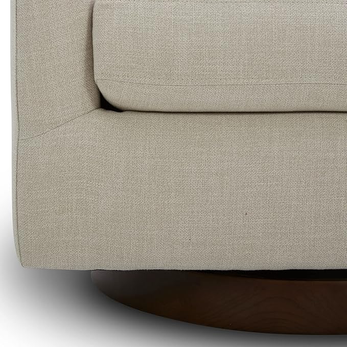 CHITA Swivel Accent Chair, FSC Certified Upholstered Fabric Barrel Chair for Living Room, Fully Assembled, Linen