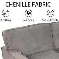 EBELLO Convertible Sleeper Sofa 3 in 1, Chenille Modern L-Shaped Couches for Living Room, Pull Out Sectional Futon Sofa Bed with Storage Space, USB Ports and Cup Holders for Bedroom, Grey