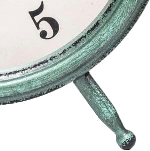 EMAX Home Vintage Green Rustic Retro Table Clock, Silent Non-Ticking, Battery Operated, 10.5"H, 7.28"W, Green Dial, Tabletop, Indoor, Kitchen