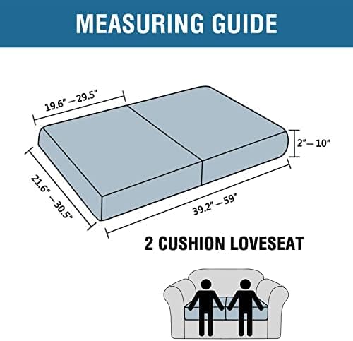 H.VERSAILTEX Super Stretch Individual Seat Cushion Covers Sofa Covers Couch Cushion Covers Slipcover Sets Thick Jacquard Textured Twill Fabric (2 Piece Medium Sofa Cushion Covers, Deep Teal)